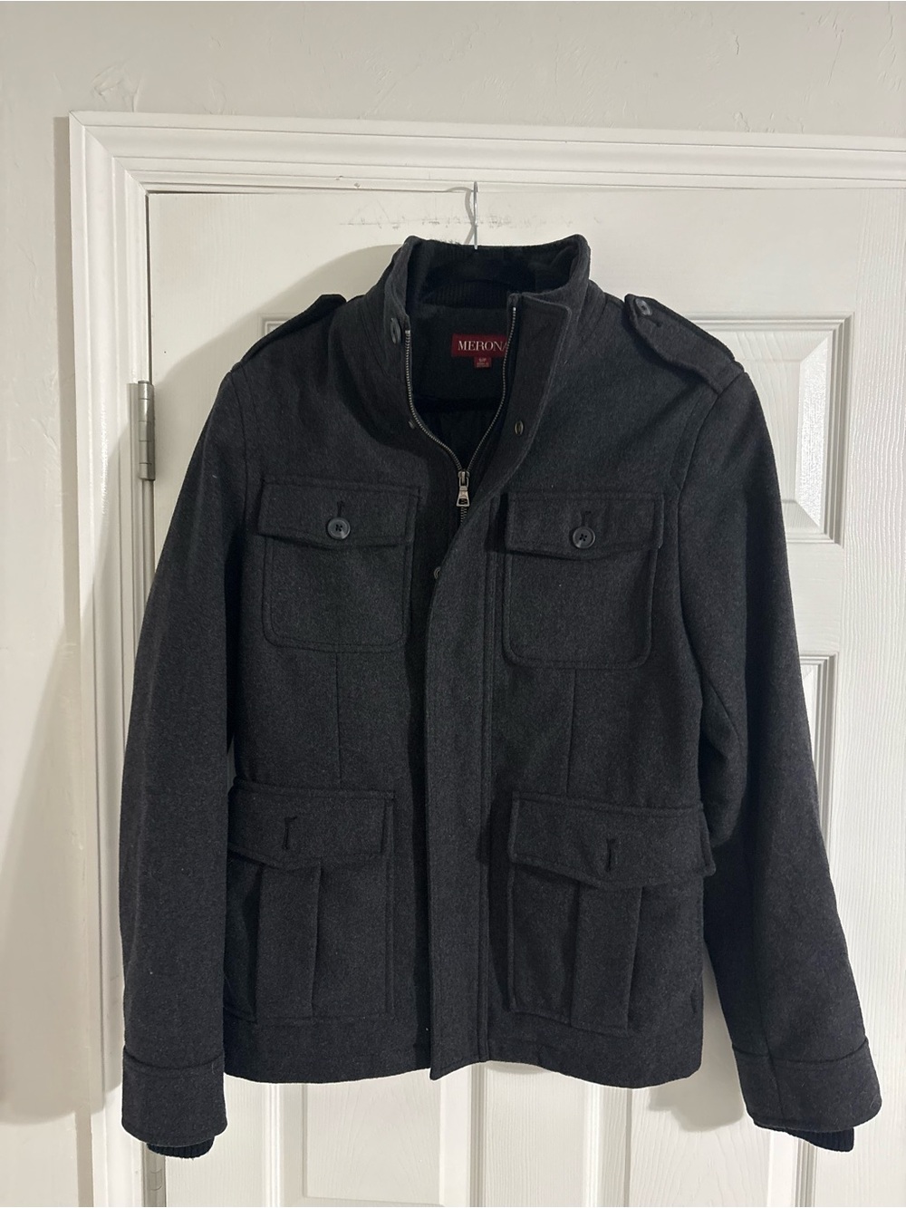 Merona Black Military-Style Wool Blend Jacket